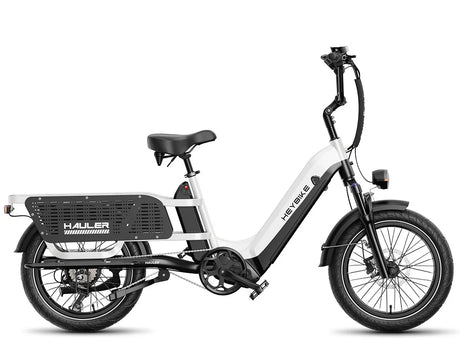 Heybike Hauler white electric bike with dual batteries
